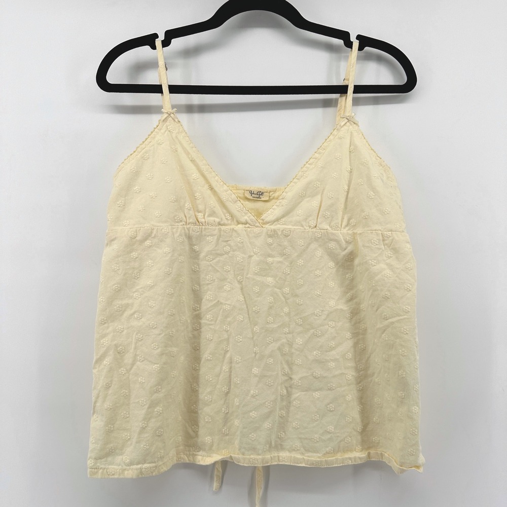 John Galt Brandy Melville Yellow Floral Embroidered Tie Back Cami MH421B-Z334S